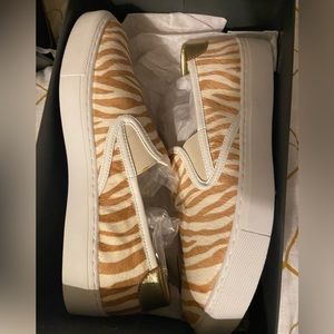 Ann Taylor zebra calf slip on sneakers